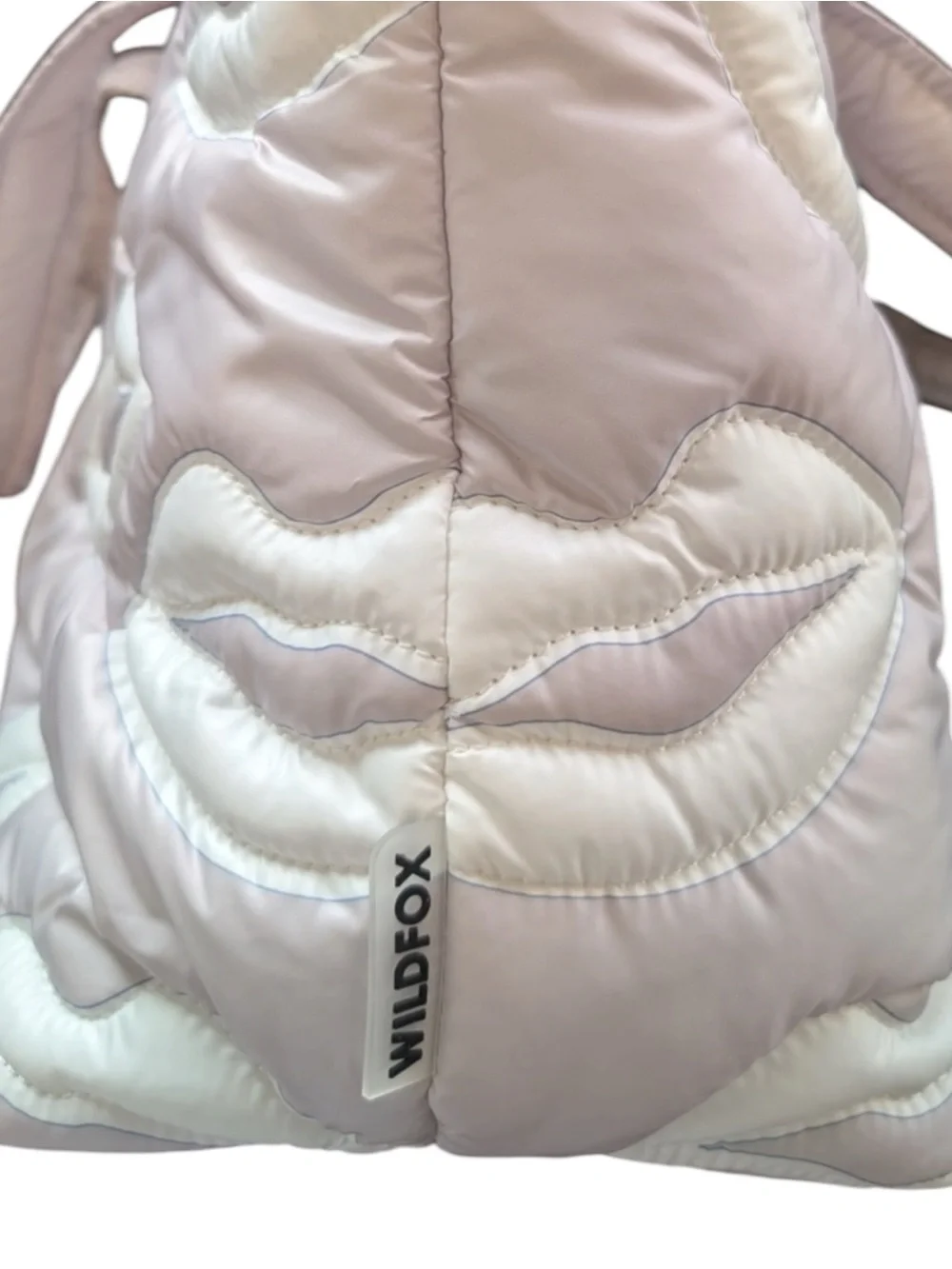 Wildfox Puffy Lips Quilted Tote Silver White NWT Zip Top Carryall